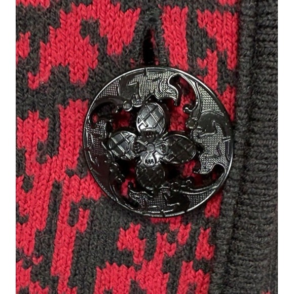 JM Collections Womens 2X Cardigan Sweater Blazer Red Black V Neck Old Money - Picture 9 of 10